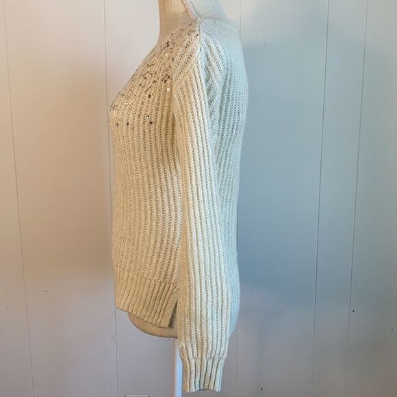 Candie's Embellished Cream Knit Sweater NWT - Size S - Picture 3 of 10